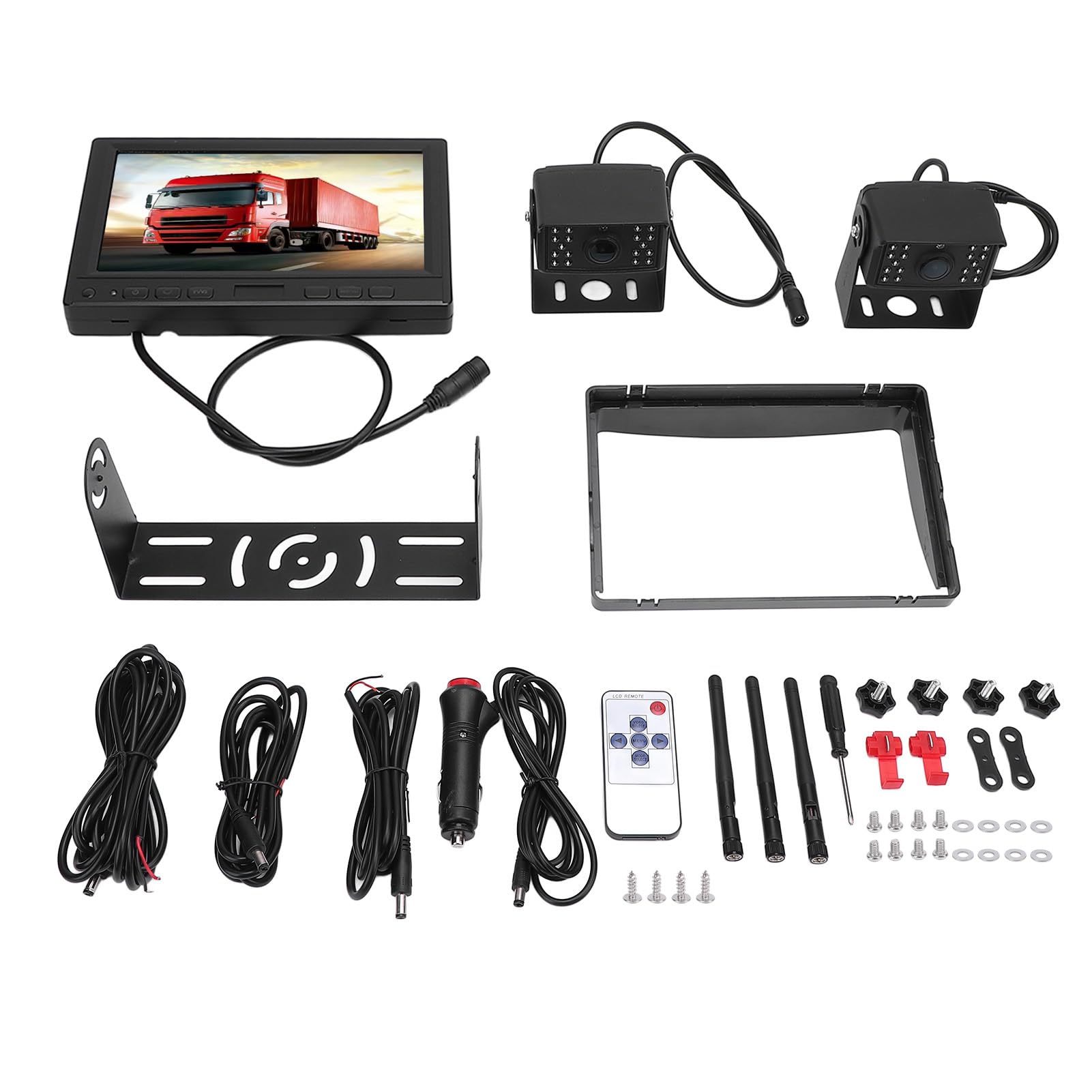 Brilluxa Backup-Kamerasystem, 7-Zoll-Drahtlosen-Rückansichtskamera mit 2 Kameras, die mit Car-Anhänger-RVS 12-36V, Split Screen Monitor, 1080p Loop-Aufnahmeberichtungskamera Brilluxa Backup-Kamerasystem, 7-Zoll-Drahtlosen-Rückansichtskamera mit 2 Kameras, die mit Car-Anhänger-RVS 12-36V, Split Screen Monitor, 1080p Loop-Aufnahmeberichtungskamera von Brilluxa