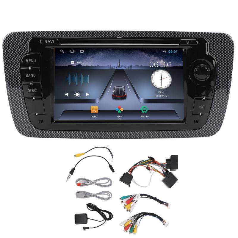 Brilluxa Car Stereo, 7in Touchscreen Media Player, Quad-Core-GPS-Navigation Bluetooth WiFi, Ersatz für Seat 2009-2013 Carplay Multimedia Player von Brilluxa
