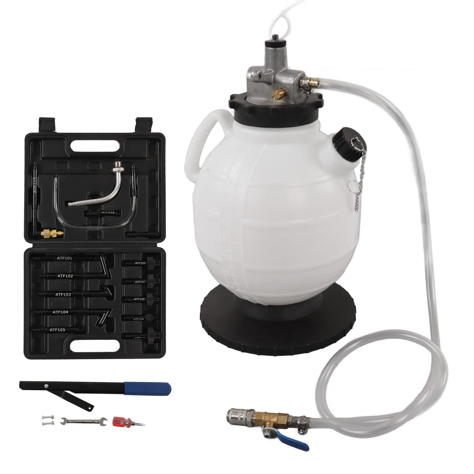Brilluxa Getriebeölfüllwerkzeug, 7,5L Manual Automatisches Fluidübertragungswerkzeug, Leckdosen mit 15 pcs ATF -Adapter für die Flüssigkeitsfüllung Brilluxa Getriebeölfüllwerkzeug, 7,5L Manual Automatisches Fluidübertragungswerkzeug, Leckdosen mit 15 pcs ATF -Adapter für die Flüssigkeitsfüllung von Brilluxa
