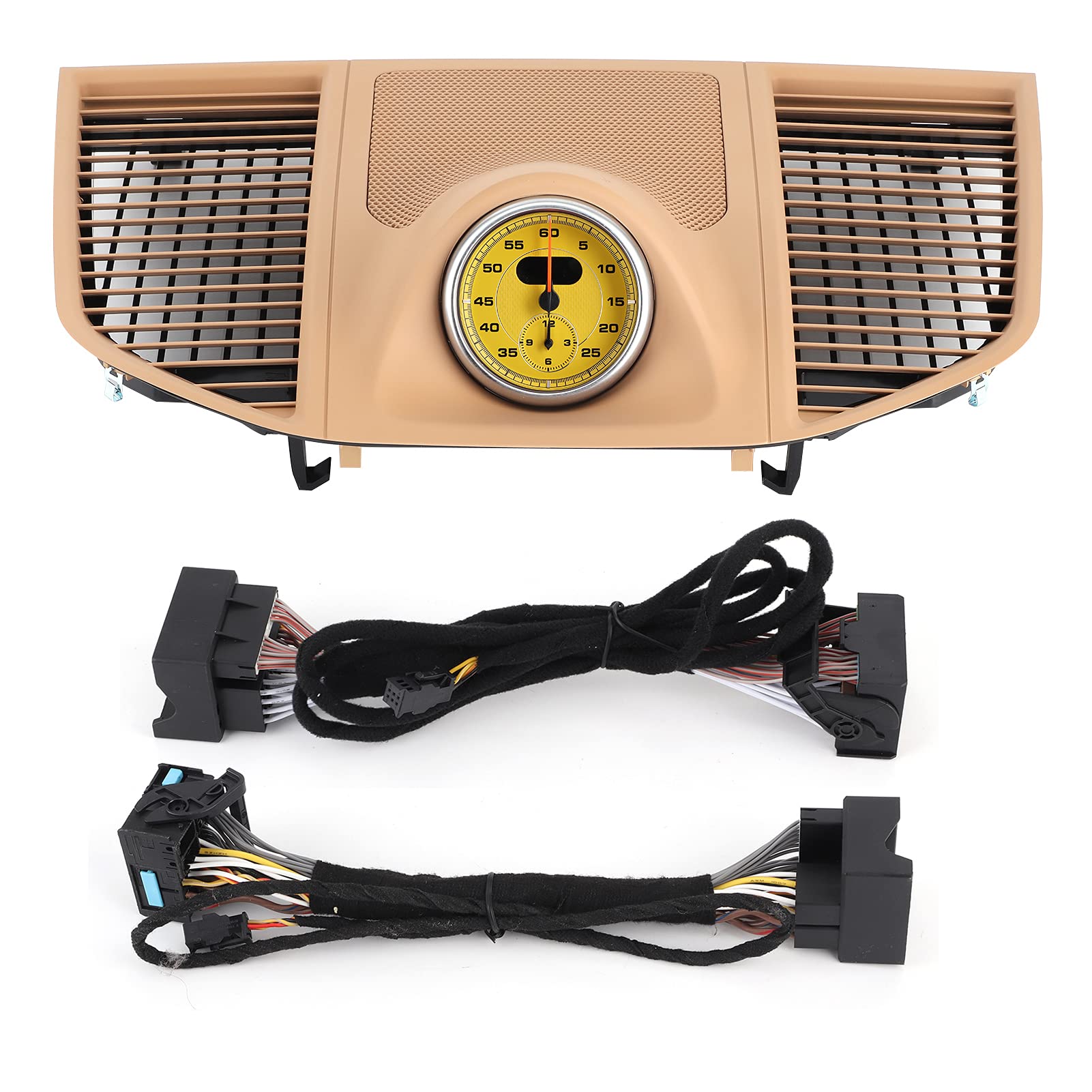 Brilluxa Instrument Panel-Abdeckung, Dash Clock-Ersatz kompatibel mit 2017-2020, oberes Armaturenbrettverkleid, beige Car Innenparty (Yellow stopwatch) von Brilluxa