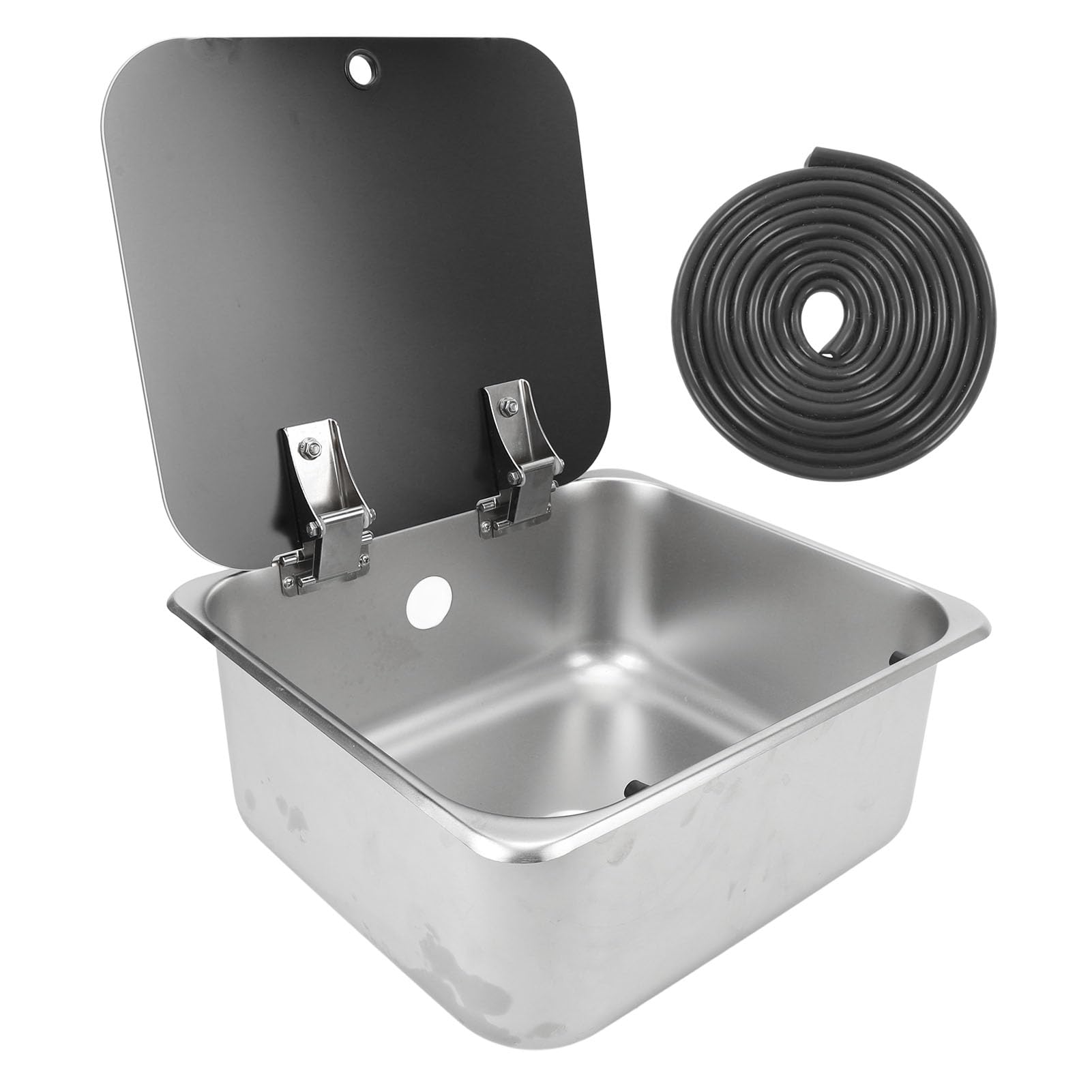 Brilluxa Küchenspüle, Edelstahlspüle Einheit für RV Food Truck Boat Motorrad, 15 l Waschbecken mit Glasdeckel, 40 mm Abflusshafenbecken Brilluxa Küchenspüle, Edelstahlspüle Einheit für RV Food Truck Boat Motorrad, 15 l Waschbecken mit Glasdeckel, 40 mm Abflusshafenbecken von Brilluxa