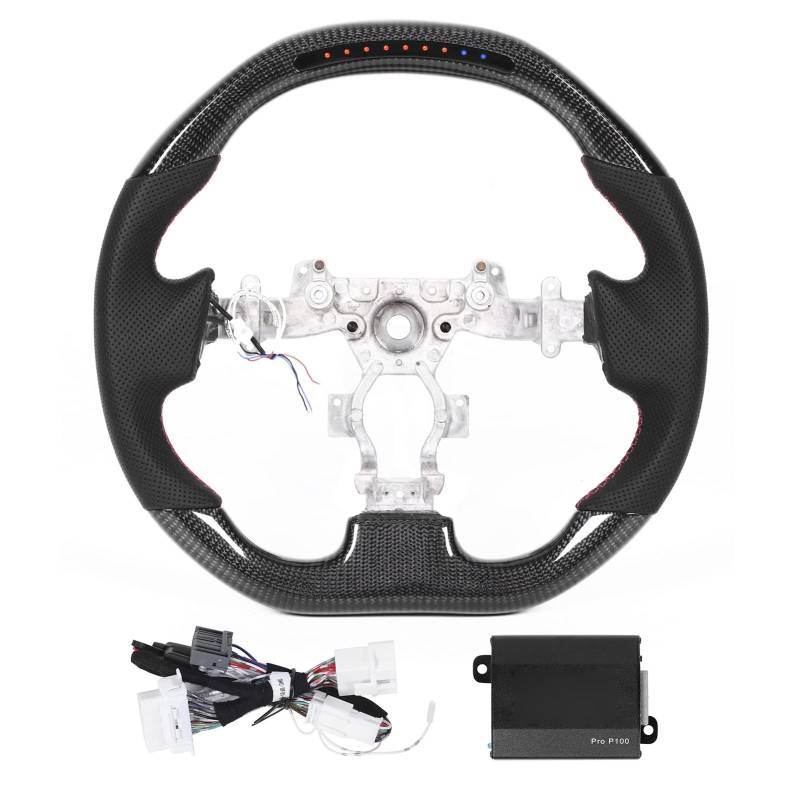 Brilluxa LED-Shift-Leuchten Lenkrad, kompatibel mit GT R R35 2009-2016, Kohlefaser-Display-Rad, perforiertes Leder-Rennrad, LED-Lenkrad-Ersatz von Brilluxa