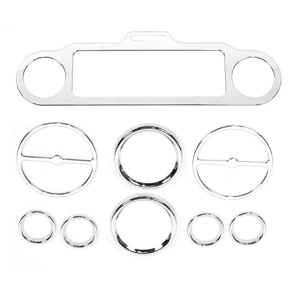 Brilluxa Lautsprecher Trim Cover-Set, Instrumentenplattenlünette und Messkit kompatibel mit Touring-Trike-Modellen 1996-2013, 9pcs Motorradtrimmabdeckungsabdeckung Zubehör Set (Silber) von Brilluxa