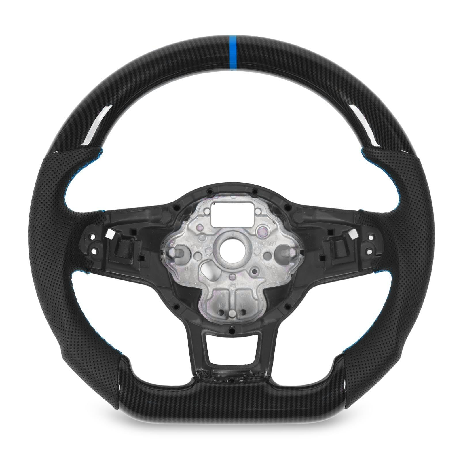 Brilluxa Lenkrad, Lenkrad in Carbonfaser-Optik, kompatibel mit GLI R GTD MQB, Ersatzlenkrad mit flacher Unterseite aus perforiertem Leder (Blau) von Brilluxa