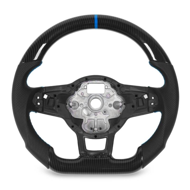 Brilluxa Lenkrad, Lenkrad in Carbonfaser-Optik, kompatibel mit GLI R GTD MQB, Ersatzlenkrad mit flacher Unterseite aus perforiertem Leder (Blau) von Brilluxa