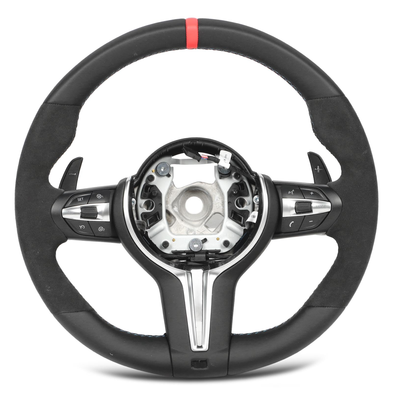 Brilluxa Lenkrad, Nappleder-Wildleder-Rad kompatibel mit M5 M6 F10 F12 F13 F06 M Sport, Performance Grip Lenkung, Finger Ridge Lenkrad Ersatz (Red Alignment Mark) von Brilluxa