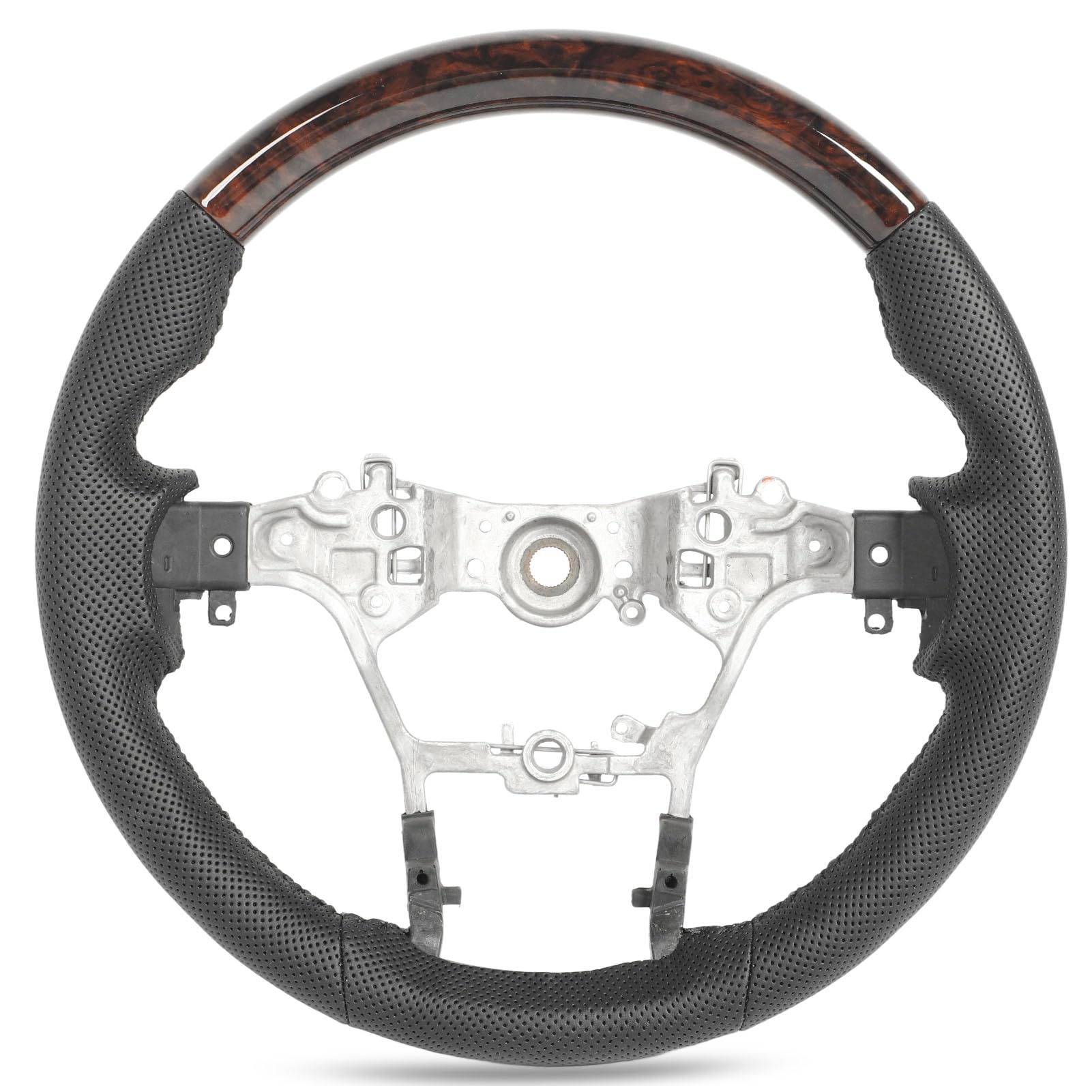 Brilluxa Lenkrad, Rennrad, kompatibel mit Hilux Fortuner 2015 bis 2023, Hydro -Dip -Leder -Lenkrad -Ersatzbaugruppe (Holzkorn) von Brilluxa