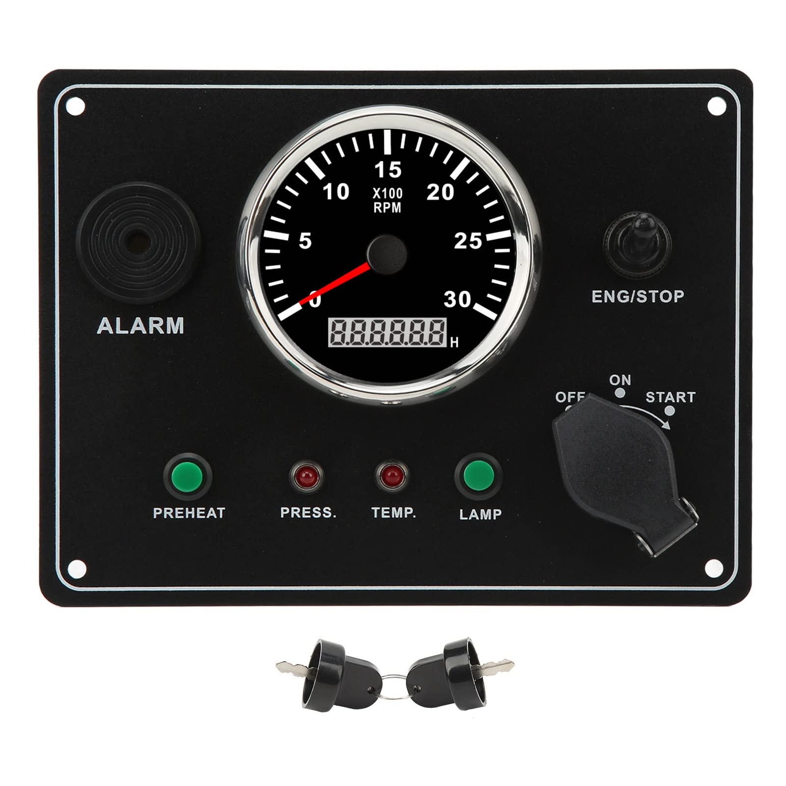 Brilluxa Motor Tachometermesser, Marine Instrument Panel Multi -Funktion 3000 U/min, niedriger Öldruckalarm, Wassertemperaturwarnmesser für RVS -Yachten Boote (24 V) von Brilluxa