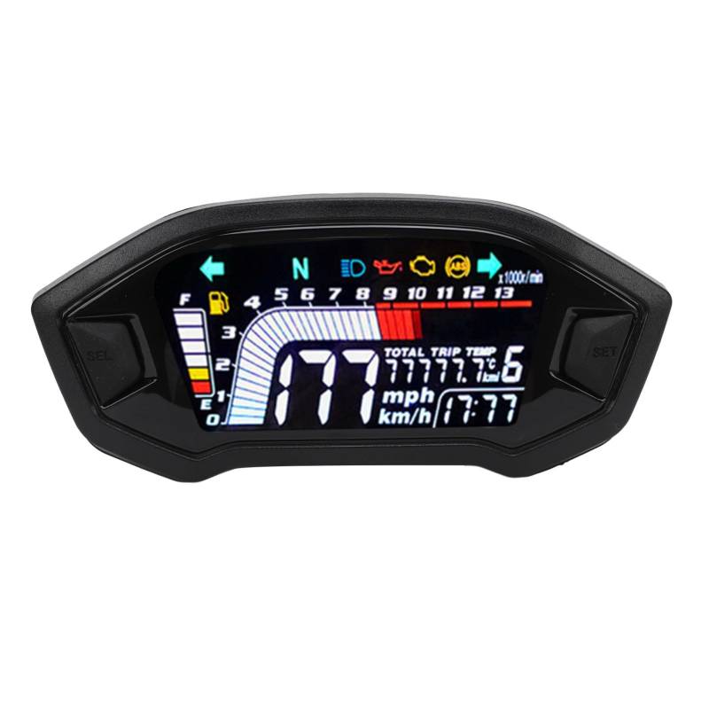 Brilluxa-Motorrad-Tachometer, 8-12 V Digital-Drehzahlmesser kompatibel mit 1 2 4 Zylindermotorrädern, universeller Kilometerzähler (Without Sensors) von Brilluxa