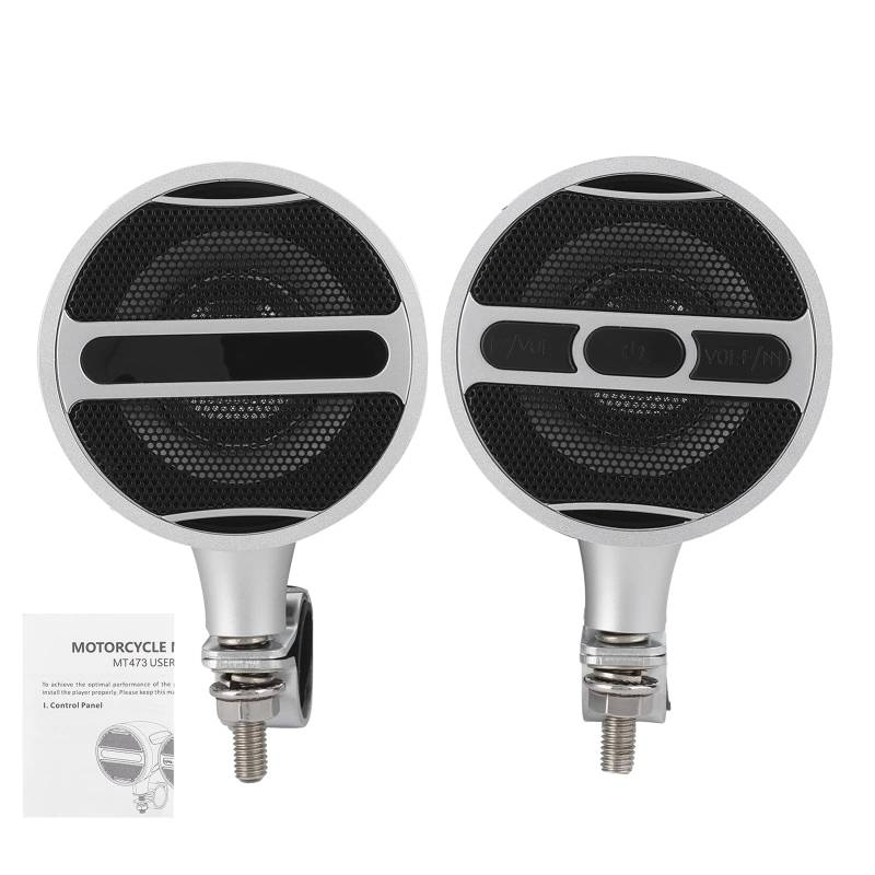 Brilluxa Motorradlautsprecher, Bluetooth-Soundsystem 12V MP3-Player FM-Radio für 22-30 mm Lenker, Audioeinheit, wasserdichte Stereo-Lautsprecher von Brilluxa