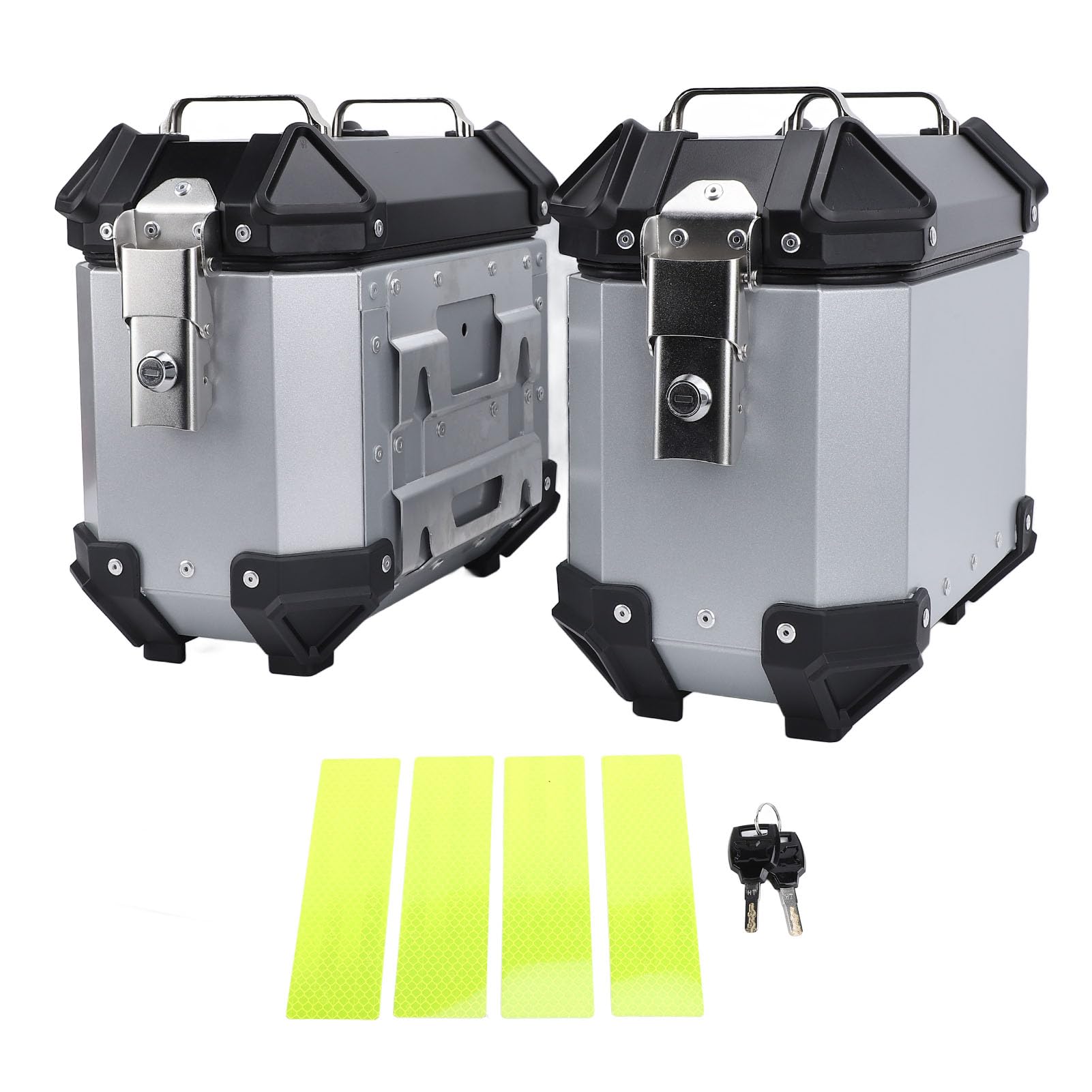 Brilluxa Motorradseitenkoffer, Hard -Satteltaschenbox, 18L Aluminium -Legierungs -Seitengepäck mit Sicherheitsschloss und Griff für Helmlagerung (Silber) von Brilluxa
