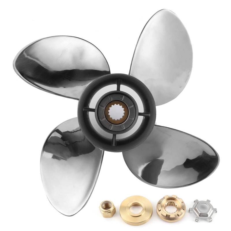Brilluxa Propeller, Außenbordmotorblatt, kompatibel mit 40–140 PS, 4-1, 4-Zoll-Getriebegehäuse, 15-Keilzahnpropeller, 19-Zoll-Schiffspropeller von Brilluxa