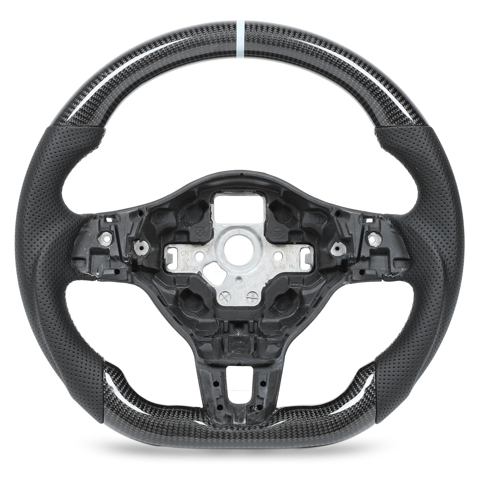 Brilluxa Racing Lenkrad, Kohlefaser-Antriebsrad kompatibel mit MK6 GTI R 2009-2013, perforiertes Leder lenkrad mit grauem Streifen Brilluxa Racing Lenkrad, Kohlefaser-Antriebsrad kompatibel mit MK6 GTI R 2009-2013, perforiertes Leder lenkrad mit grauem Streifen von Brilluxa