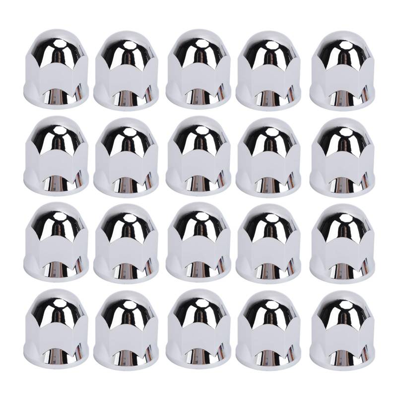 Brilluxa Radmutterkappen-Set, 33 mm, verchromte Flanschmutterabdeckungen für LKW, Anhänger und Fahrzeuge, sichere Radmutternschutzkappen (20pcs) von Brilluxa
