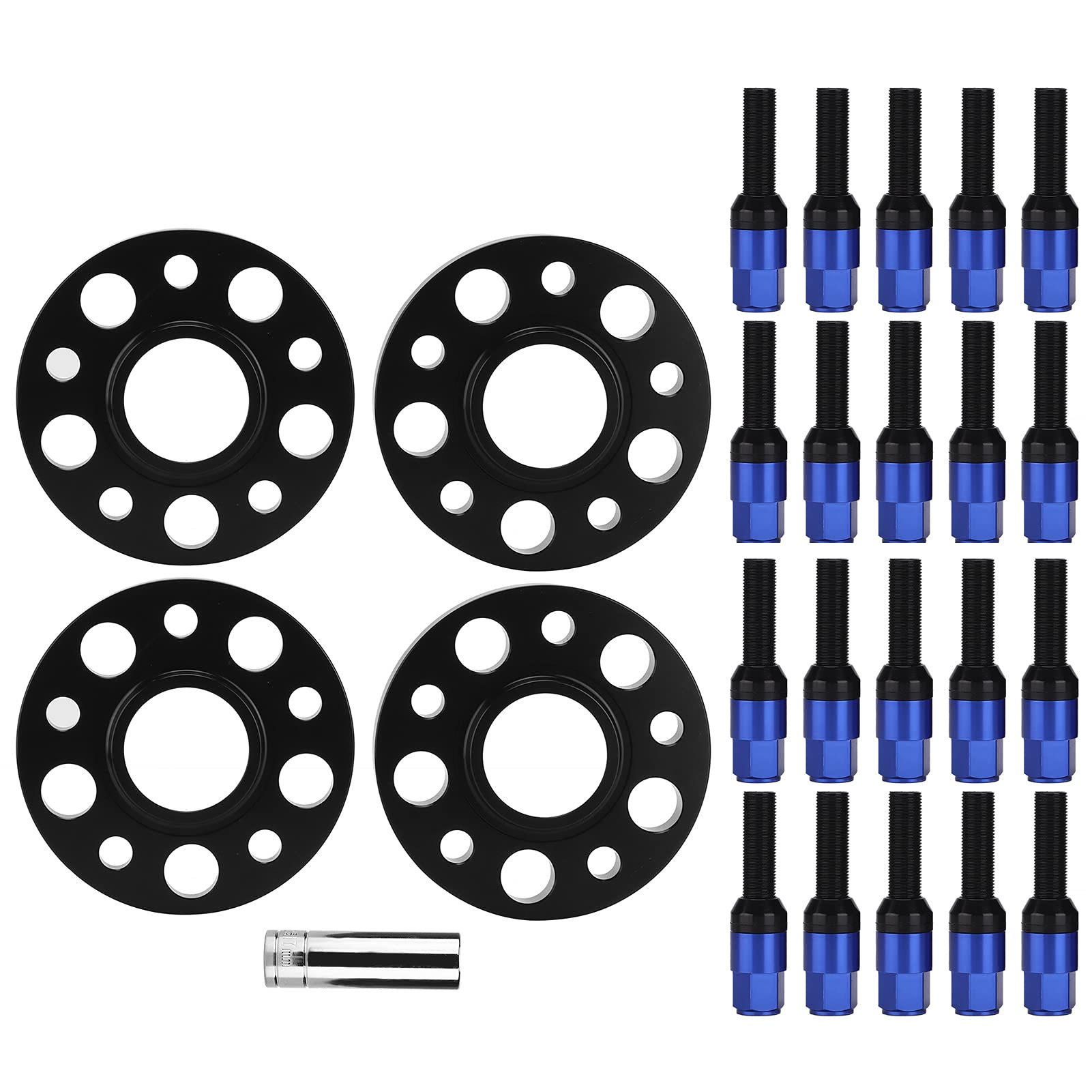 Brilluxa Spurverbreiterung-Flansch-Kit, kompatibel mit 1er 2er 3er X1 X2 X3, 0,6 Zoll 0,8 Zoll Nabenzentrierte Distanzstücke mit Schrauben, Felgenverlängerungs-Kit, (Blau) von Brilluxa