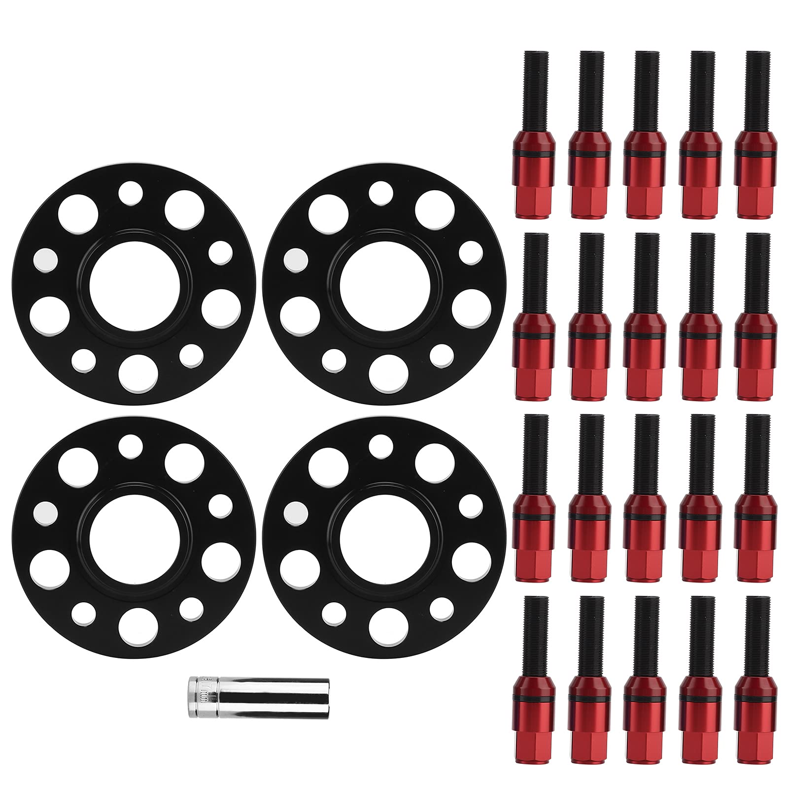 Brilluxa Spurverbreiterung-Flansch-Kit, kompatibel mit 1er 2er 3er X1 X2 X3, 0,6 Zoll 0,8 Zoll Nabenzentrierte Distanzstücke mit Schrauben, Felgenverlängerungs-Kit, (Rot) von Brilluxa