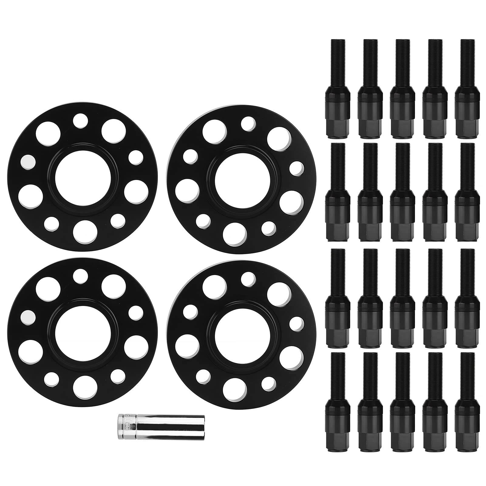 Brilluxa Spurverbreiterung-Flansch-Kit, kompatibel mit 1er 2er 3er X1 X2 X3, 0,6 Zoll 0,8 Zoll Nabenzentrierte Distanzstücke mit Schrauben, Felgenverlängerungs-Kit, (Schwarz) von Brilluxa