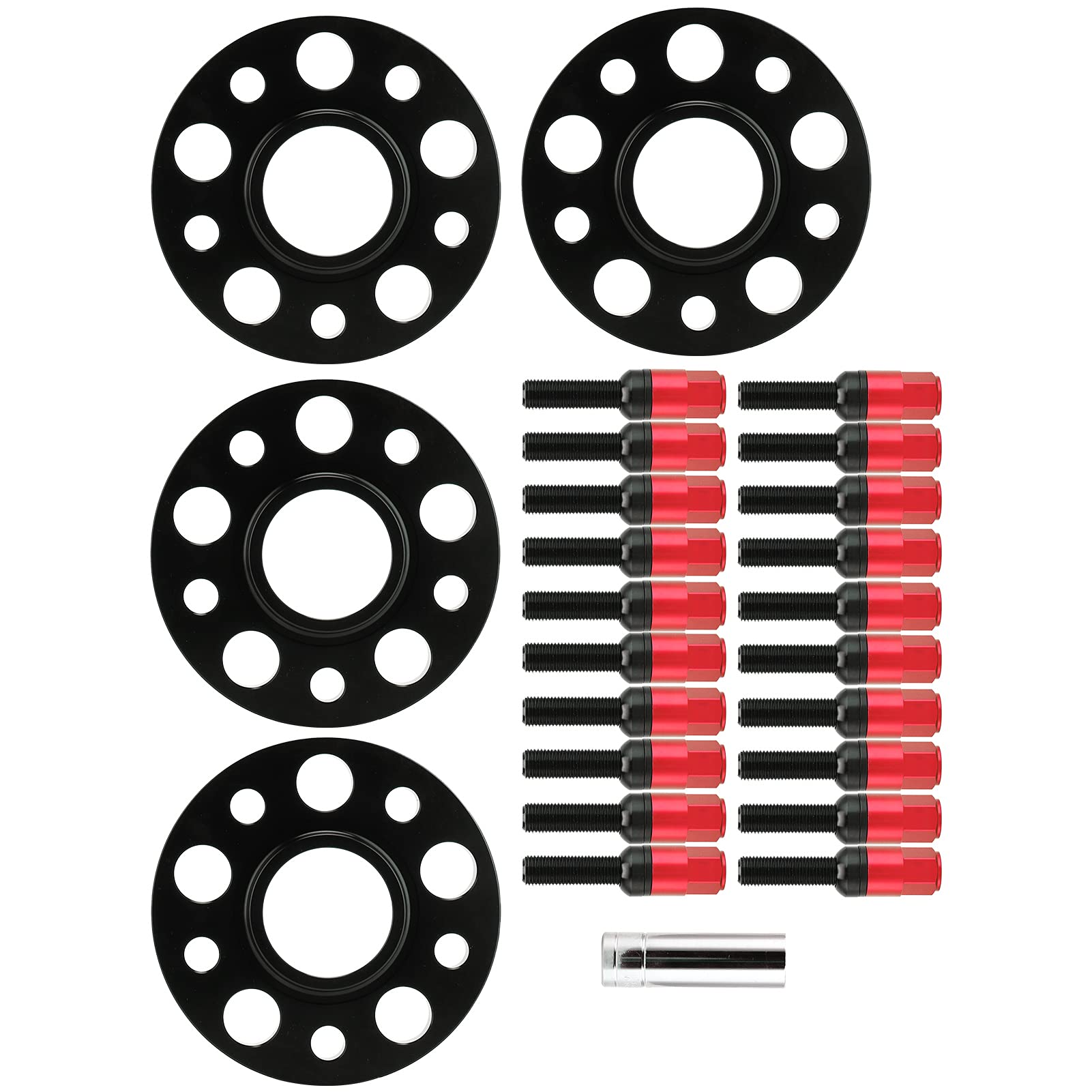 Brilluxa Spurverbreiterung-Set, kompatibel mit W202 C-Klasse C220 C230 C280 C43 1994–2000, Auto-Radzentrier-Abstandshalter, Radadapter-Ersatz, 20-mm-Abstandshalter-Set aus (Red) von Brilluxa