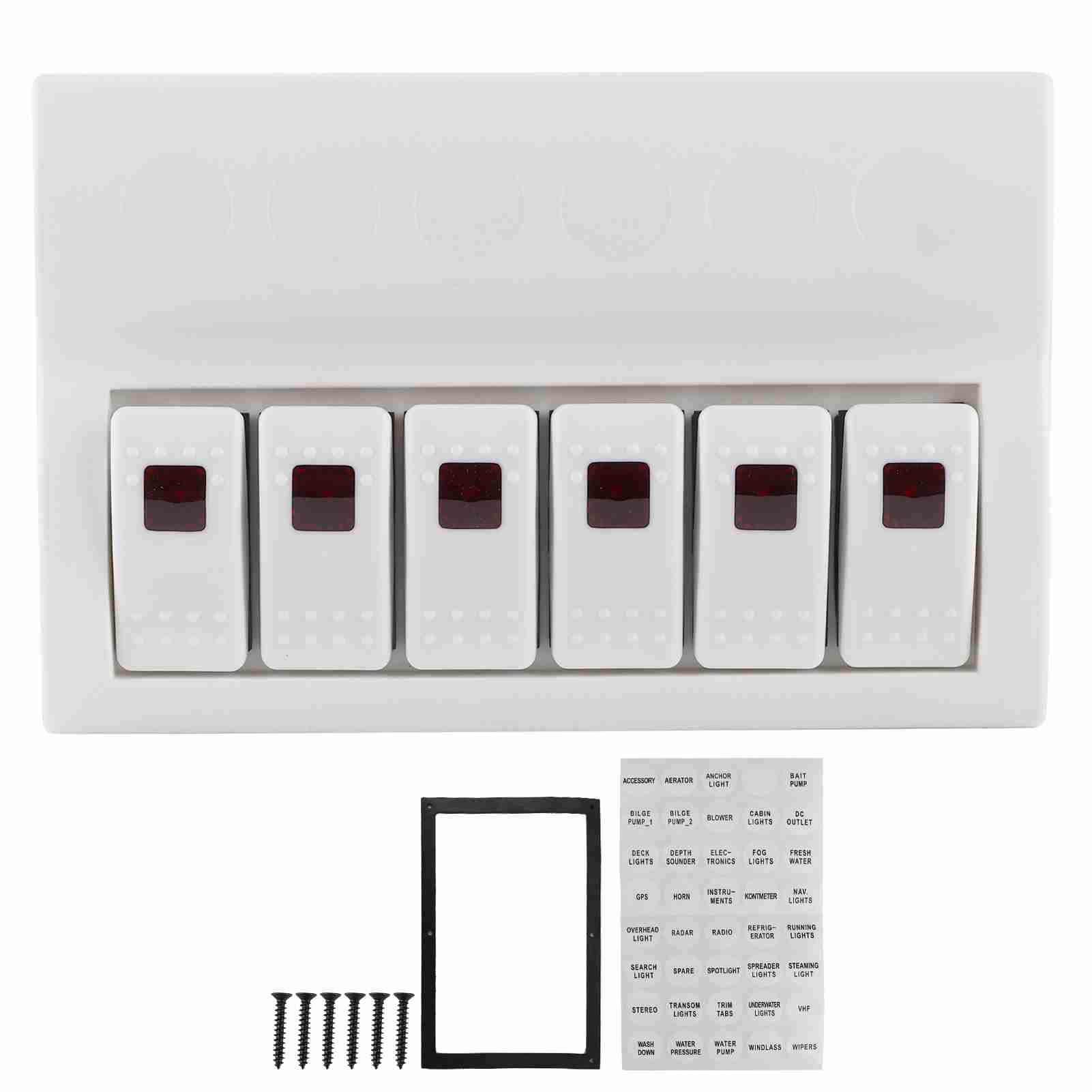 Brilluxa Switch Panel, 6 Gang -Rocker -Schalterbox, Leiterschalter -Bedienfeld mit LED -Indikator, Marine Boat Switch Panel für die Auto -RV -Yacht Brilluxa Switch Panel, 6 Gang -Rocker -Schalterbox, Leiterschalter -Bedienfeld mit LED -Indikator, Marine Boat Switch Panel für die Auto -RV -Yacht von Brilluxa