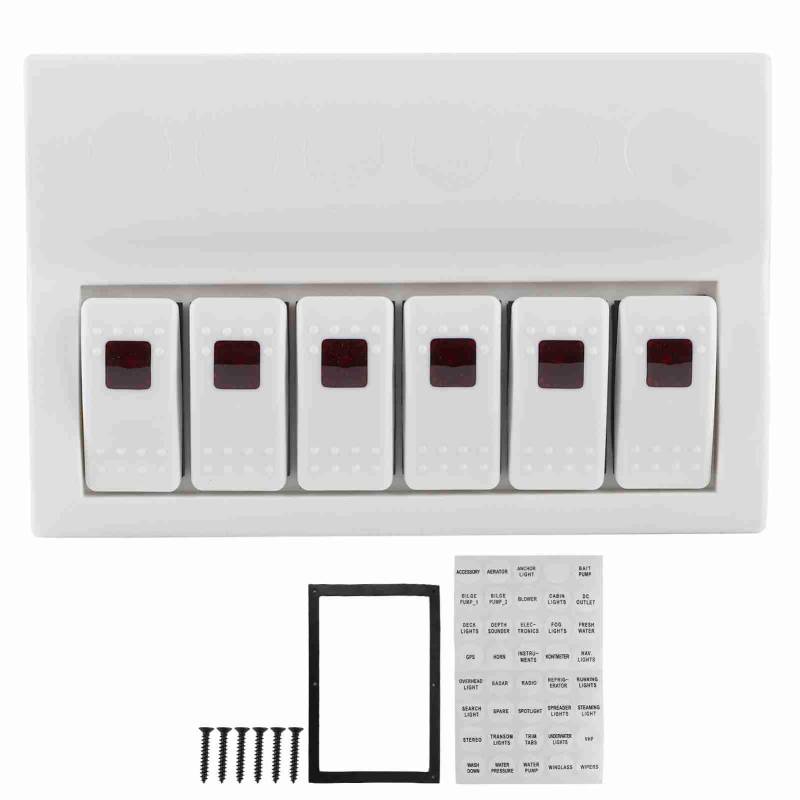 Brilluxa Switch Panel, 6 Gang -Rocker -Schalterbox, Leiterschalter -Bedienfeld mit LED -Indikator, Marine Boat Switch Panel für die Auto -RV -Yacht von Brilluxa