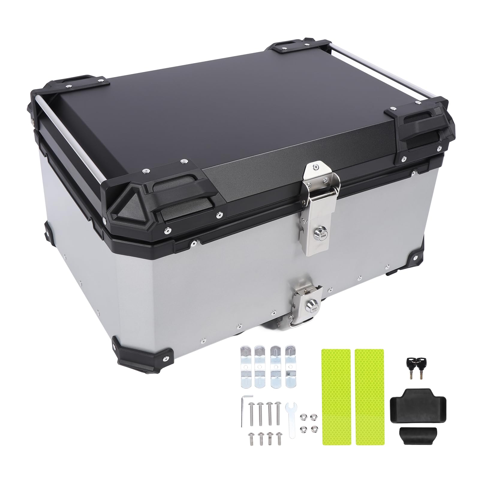 Brilluxa Top Box, Motorradkoffer für Helmgepäck, 65L Aluminium -Aufbewahrungsbox, Schnellfreisetzer hinterer Frachtträger Brilluxa Top Box, Motorradkoffer für Helmgepäck, 65L Aluminium -Aufbewahrungsbox, Schnellfreisetzer hinterer Frachtträger von Brilluxa