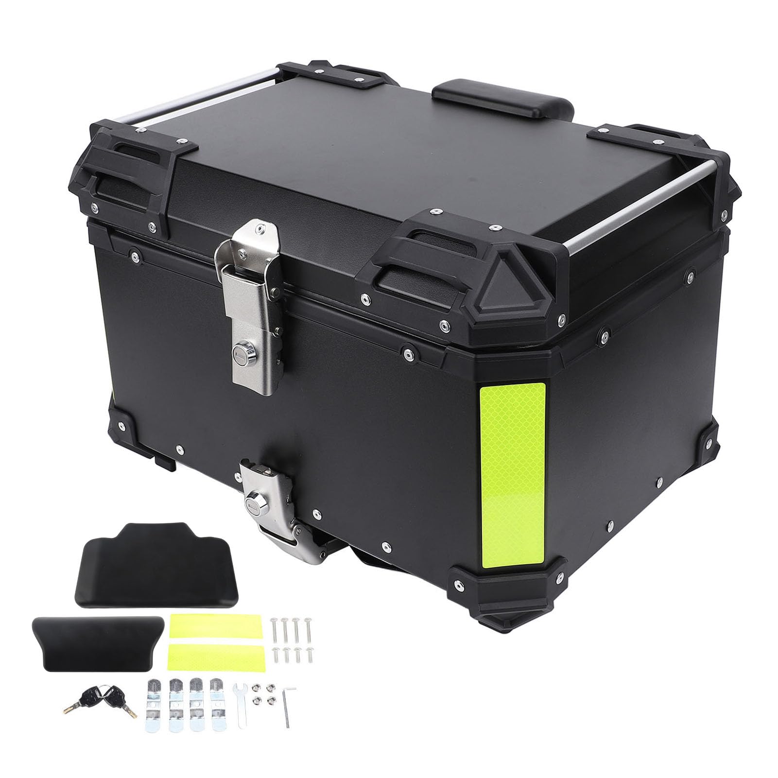 Brilluxa Topcase, Heckkoffer Aufbewahrungsbox Motorrad Heckträger 50L, Helmgepäckkoffer, Aluminium-Ladekoffer (Schwarz) von Brilluxa