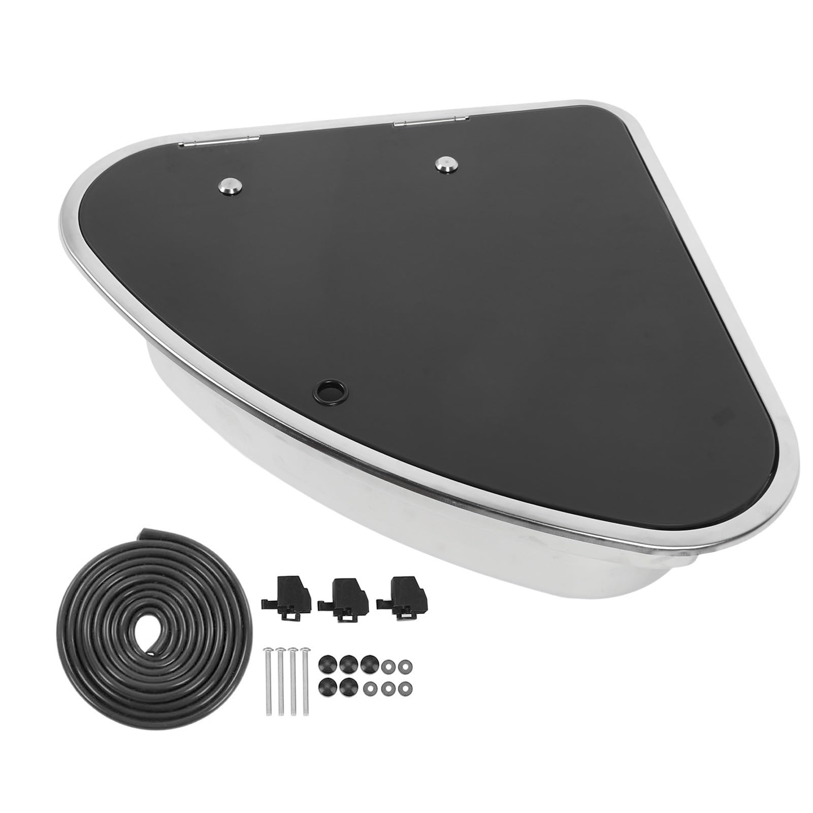 Brilluxa Wohnmobil-Spüle, dreieckiges Handwaschbecken mit Deckel aus gehärtetem Glas und 40 mm Abflussloch, Edelstahl-Spüle für Boot und Wohnwagen Brilluxa Wohnmobil-Spüle, dreieckiges Handwaschbecken mit Deckel aus gehärtetem Glas und 40 mm Abflussloch, Edelstahl-Spüle für Boot und Wohnwagen von Brilluxa