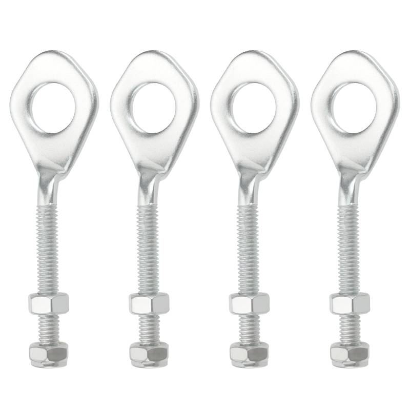 Briny River 2 Paar 12 Mm Kettenspanner Achseinsteller 12 Mm Einsteller Grube mit Muttern für 110 Cc 125 Cc ATV Quad Dirtbike Motorrad Silber von Briny River