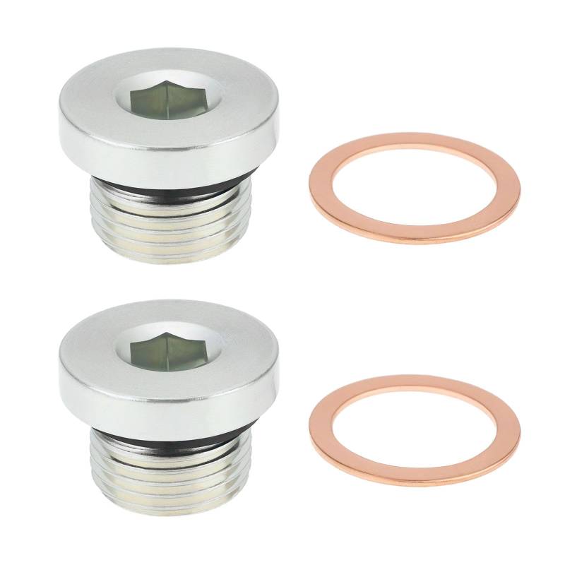Briny River 2 Stück M18 x 16 mm Kupfer-Unterlegscheiben Sechskant Ölwanne Getriebe Ölablassschrauben 07119905428 7119905428 kompatibel mit Porsch Boxster von Briny River