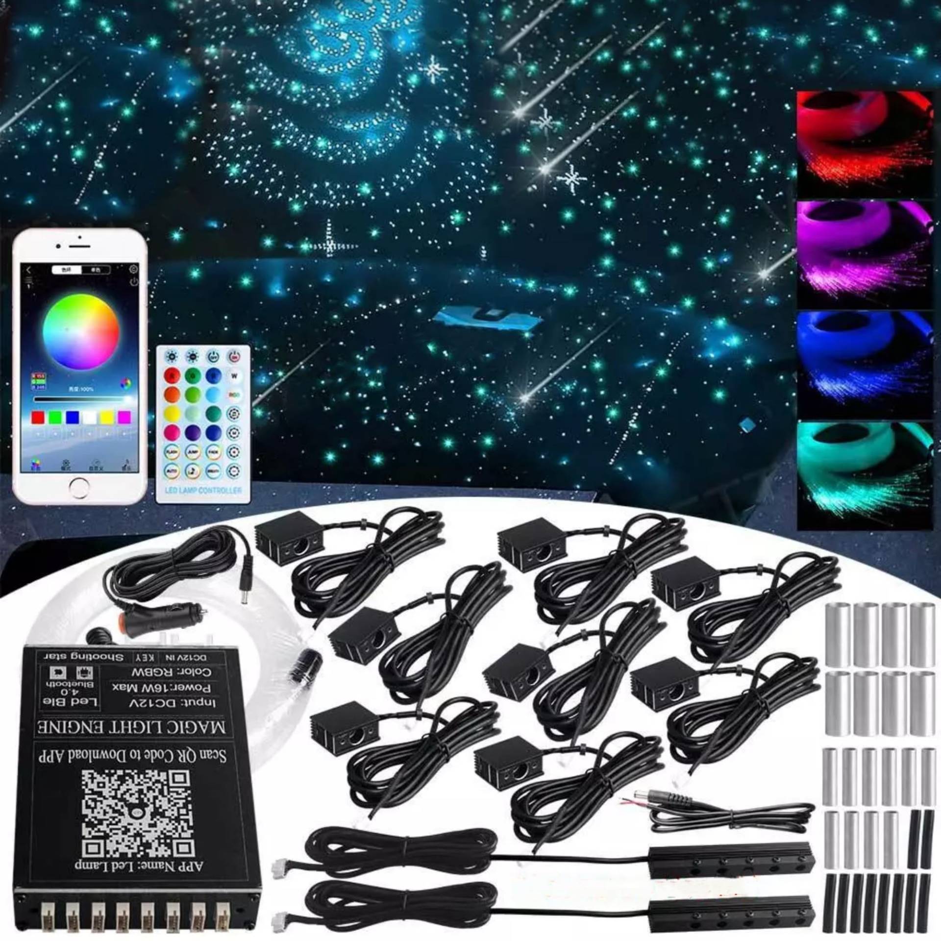 Sternenhimmel Auto Glasfaser Licht,RGBW 400 reinweiße Meteore Sternenhimmel proiektor 2800 x 0,5 mm, 1,5 m Glasfaserkabel, Musiksynchronisation, Dachhimmel-Starlight-Set für Autos und Heimkinos Sternenhimmel Auto Glasfaser Licht,RGBW 400 reinweiße Meteore Sternenhimmel proiektor 2800 x 0,5 mm, 1,5 m Glasfaserkabel, Musiksynchronisation, Dachhimmel-Starlight-Set für Autos und Heimkinos von Brivulgent