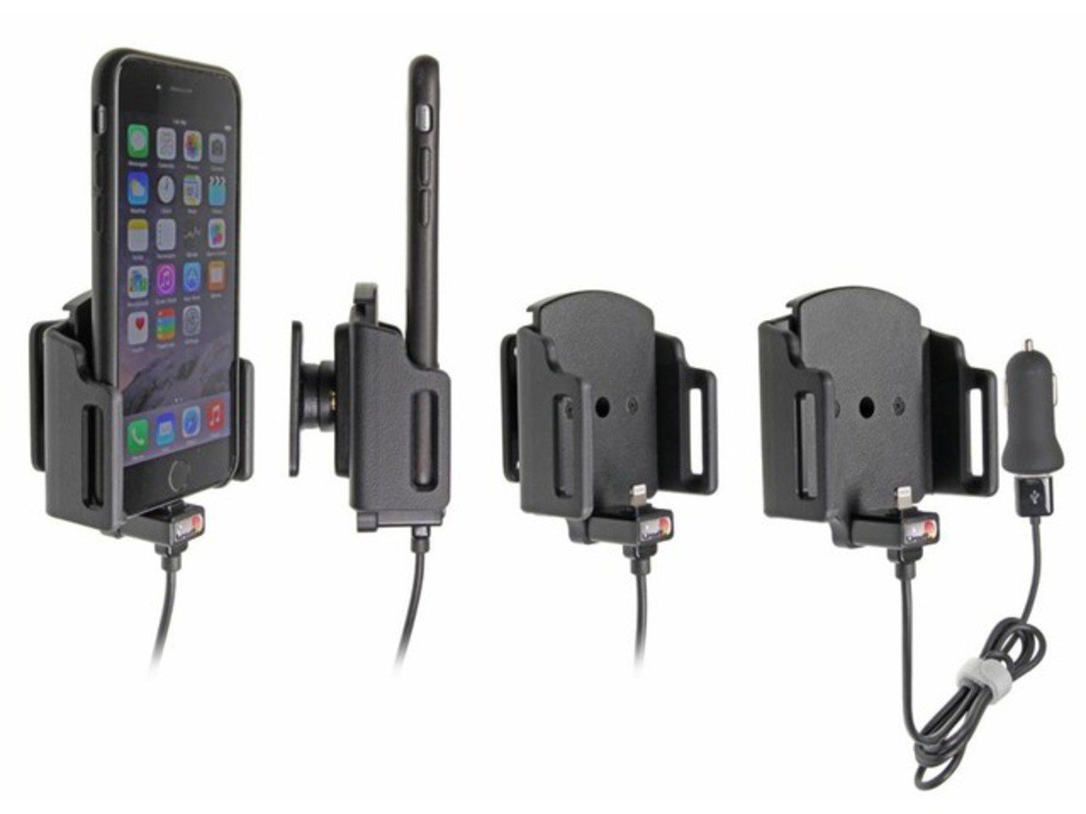 Brodit 521666 Gerätehalter aktiv auf USB inkl. KFZ-Ladeadapter für Apple iPhone 6/6s/iPhone 7 mit Apple-Hülle, verstellbar von Brodit