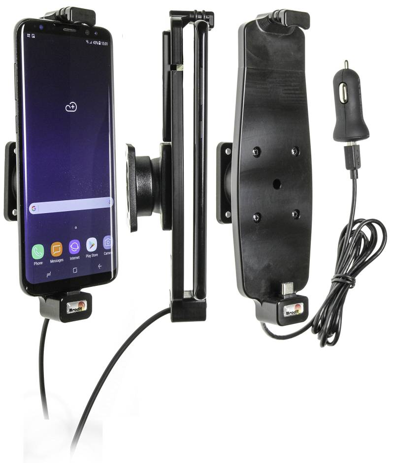 Brodit Gerätehalter 521965 | Made IN Sweden | mit Ladefunktion für Smartphones - Samsung Galaxy S10+, Galaxy S8+, Galaxy S9+ von Brodit