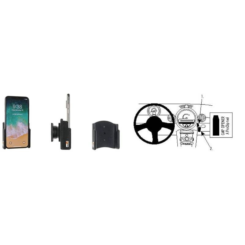 Brodit Halterung 511997 Apple iPhone X - passiv & ProClip Kfz-Halterung für Mini Cooper 07-09 (Angled Mount) schwarz von Brodit