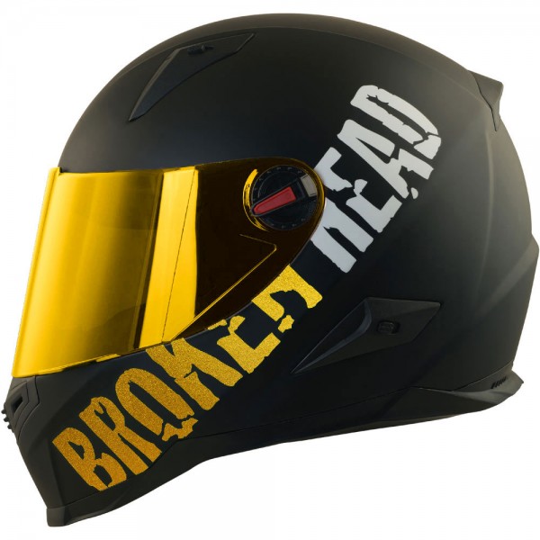 Broken Head BeProud Gold (Größe XS & S) Motorradhelm + Verspiegelte... von Broken Head