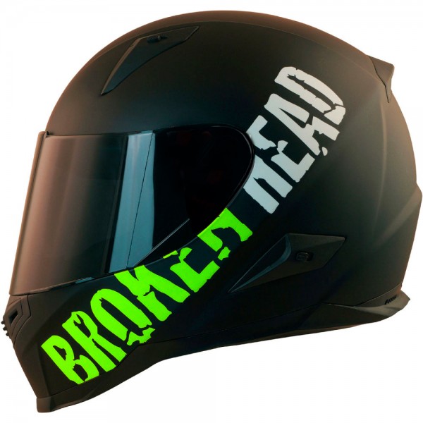 Broken Head BeProud Grün Motorradhelm (Größe XS & L) + Schwarzes Vi... von Broken Head