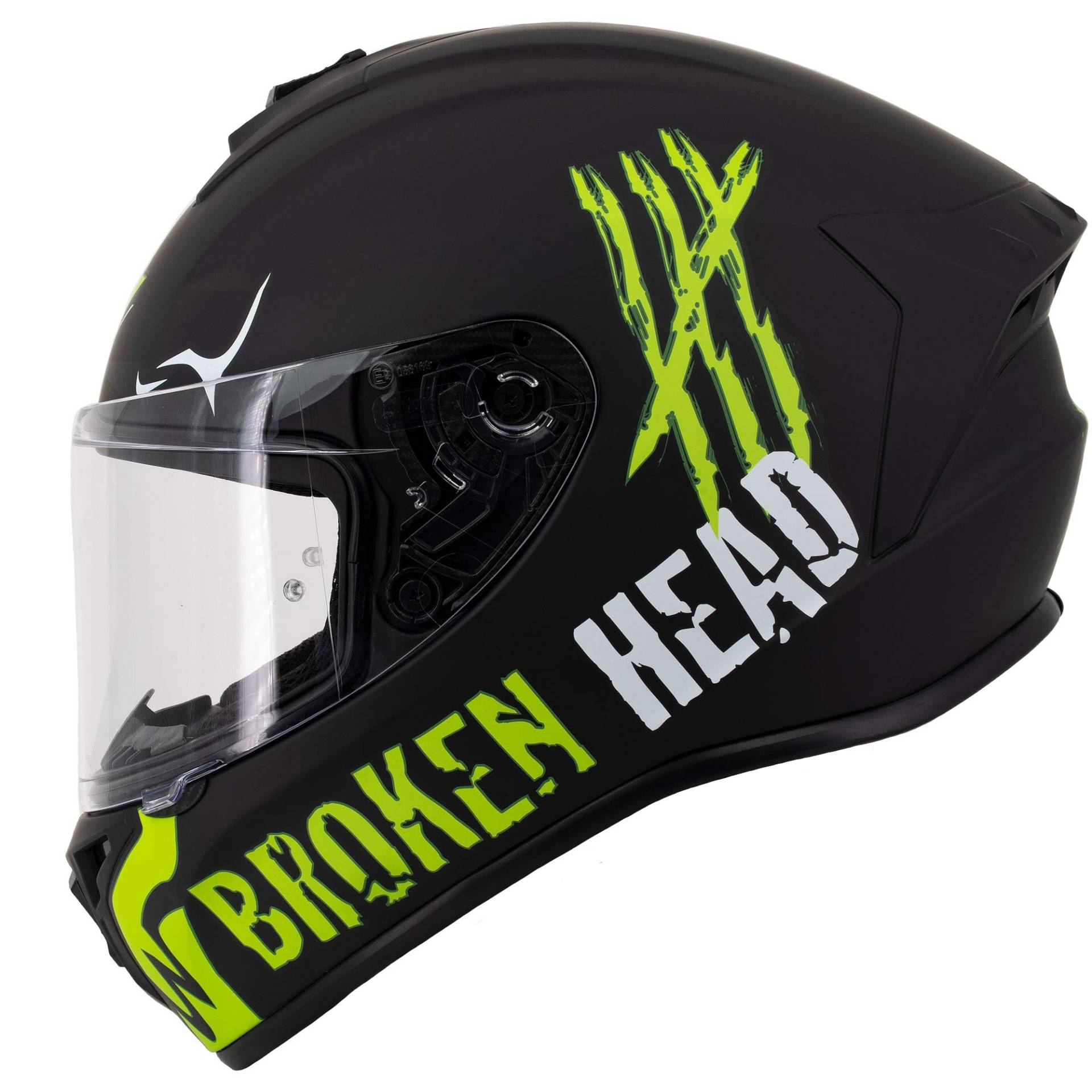 Broken Head Adrenalin Therapy 4X - Sportlicher Integralhelm - Motorrad-Helm - Schwarz-Grün Matt - Größe M (57-58 cm) von Broken Head