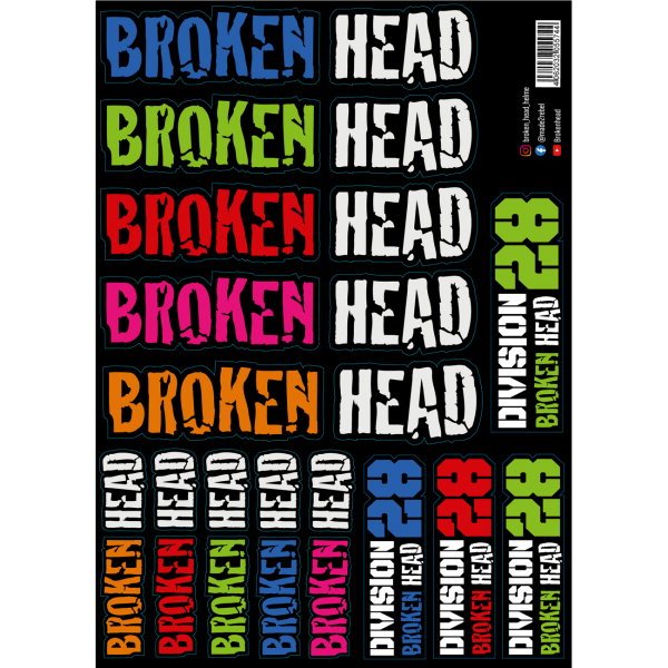 Broken Head Aufkleber Set A3  "Color Flash" + A4 Basicline von Broken Head