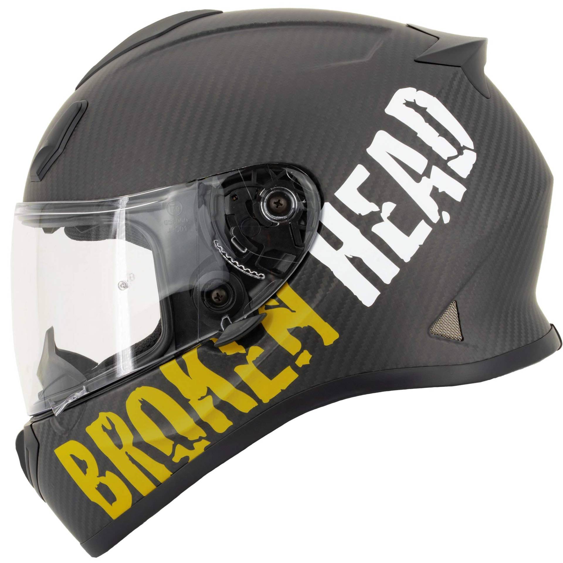 Broken Head BeProud Carbon Ltd. - Leichter Racing Motorradhelm & Integralhelm - Matt-Schwarz & Gelb - L (59-60 cm) von Broken Head