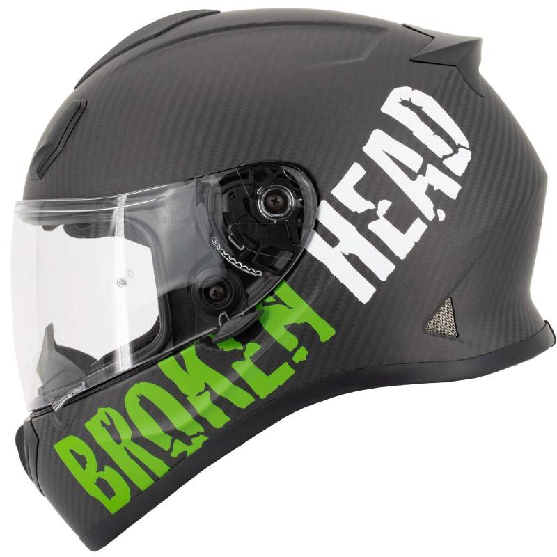 Broken Head BeProud Carbon Ltd. - Leichter Racing Motorradhelm & Integralhelm - Matt-Schwarz & Grün - M (57-58 cm) von Broken Head