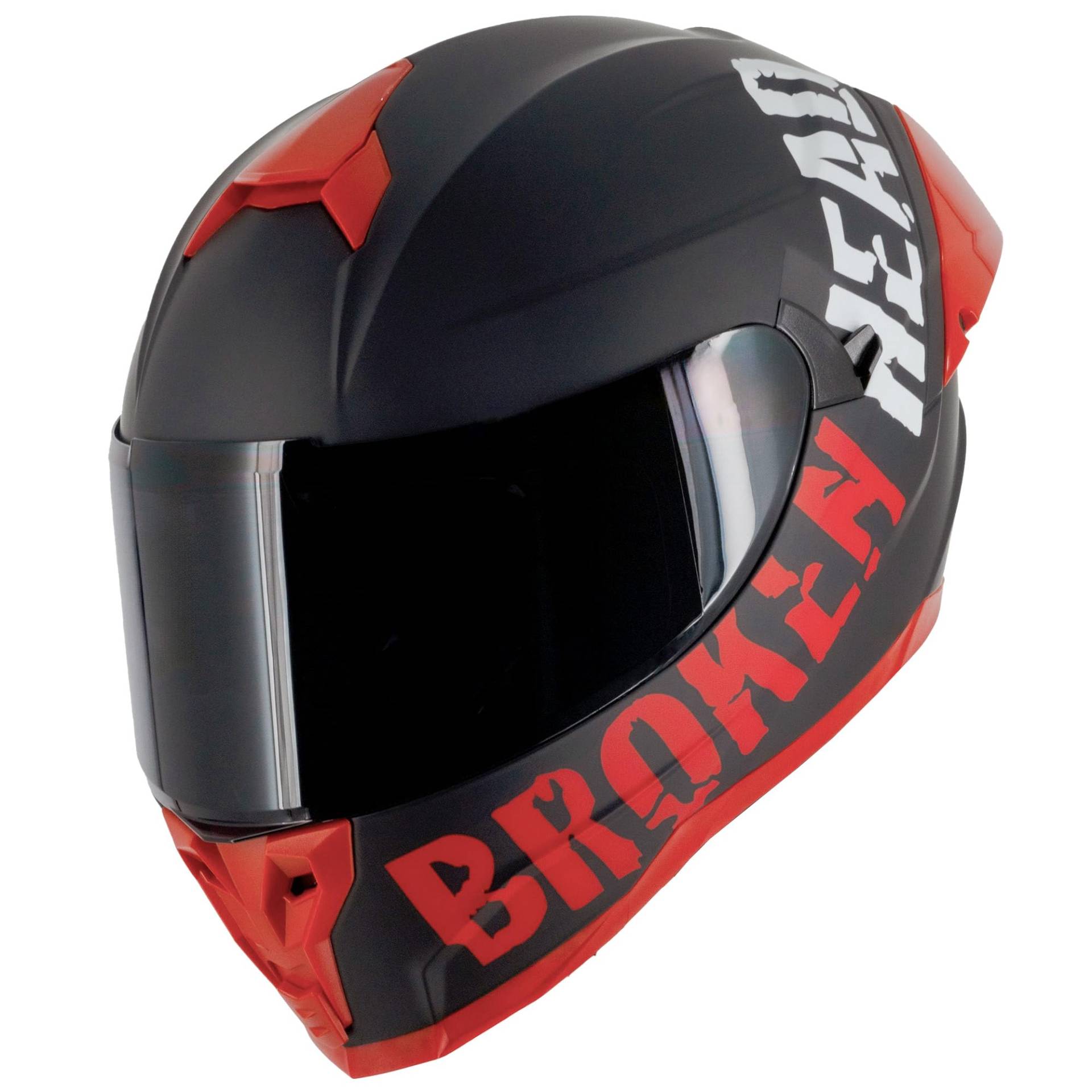 Broken Head BeProud Pro Sport Rot - Motorradhelm Mit Sonnenblende und Spoiler – Inkl. 2 Visiere (Schwarz + Klar) Sportlicher Integralhelm Größe S (55-56 cm) von Broken Head