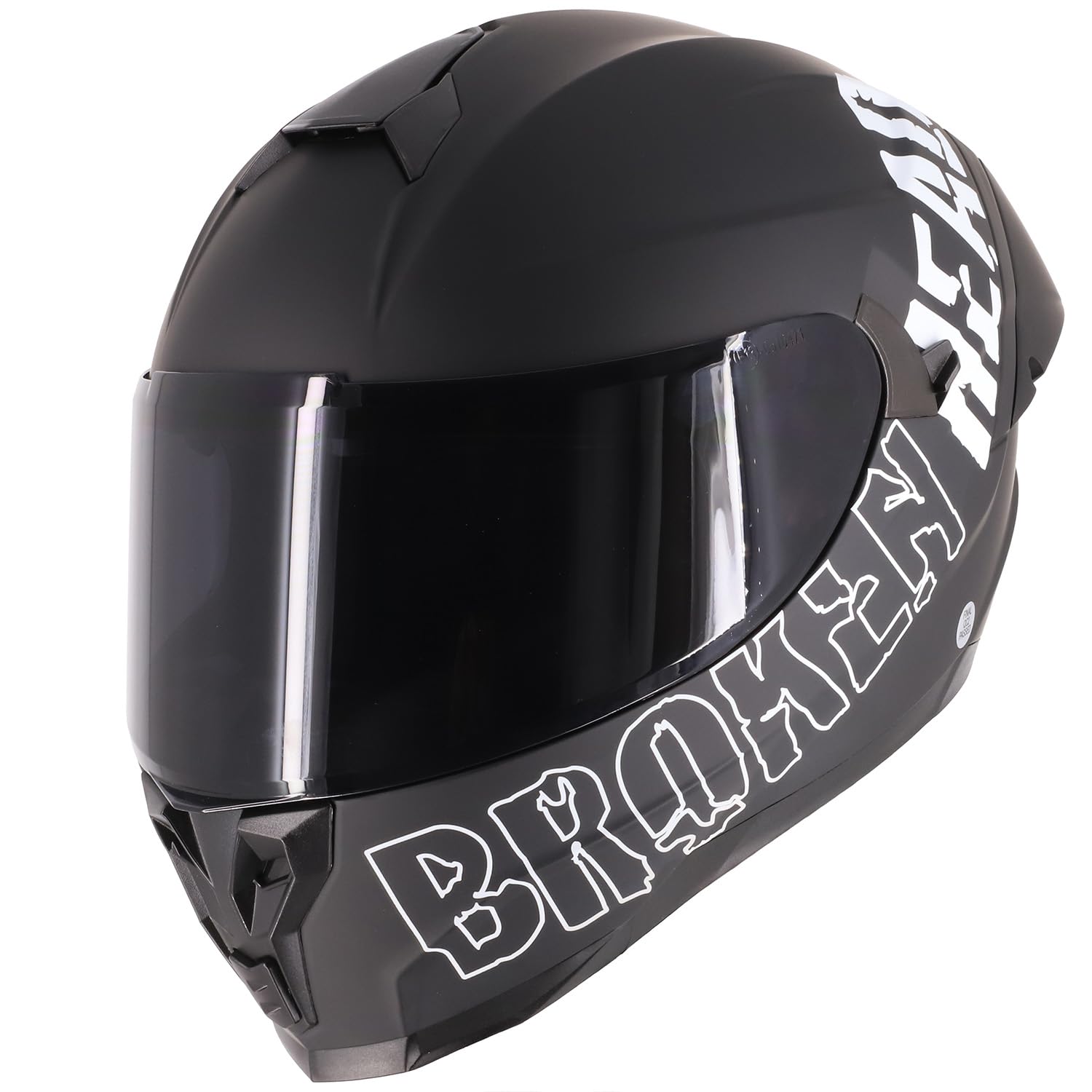 Broken Head BeProud Pro Sport Black Edition - Motorradhelm Mit Sonnenblende und Spoiler – Ltd. Edition Mit 2 Visier (Schwarz + Klar) (XXL (63-64 cm)) von Broken Head