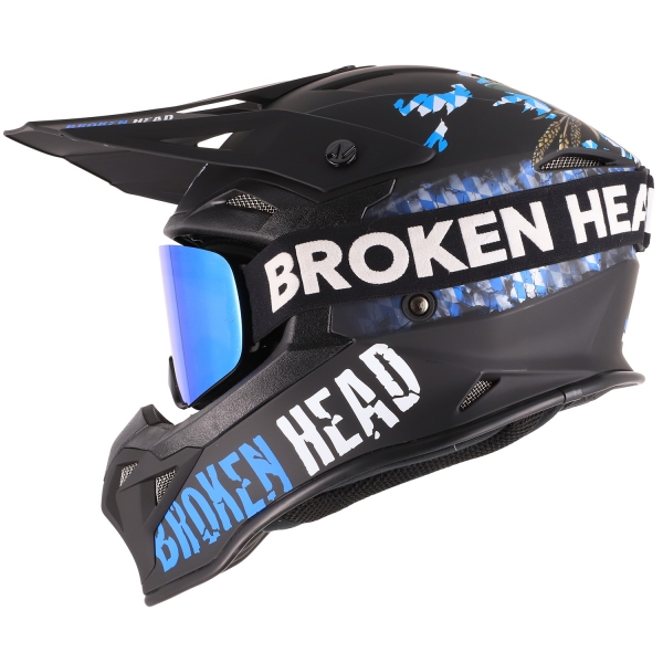Broken Head Crosshelm Bavarian Patriot MX-2 + MX-Brille Struggler Blau von Broken Head