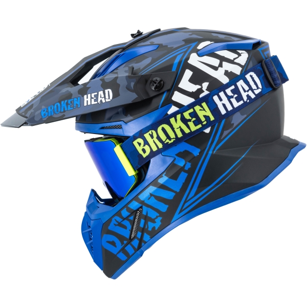 Broken Head Crosshelm Squadron Blau + MX-Brille Regulator Blau Broken Head Crosshelm Squadron Blau + MX-Brille Regulator Blau von Broken Head