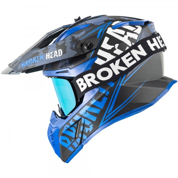 Broken Head Crosshelm Squadron V3 Blau + MX-Brille Struggler Blau Broken Head Crosshelm Squadron V3 Blau + MX-Brille Struggler Blau von Broken Head