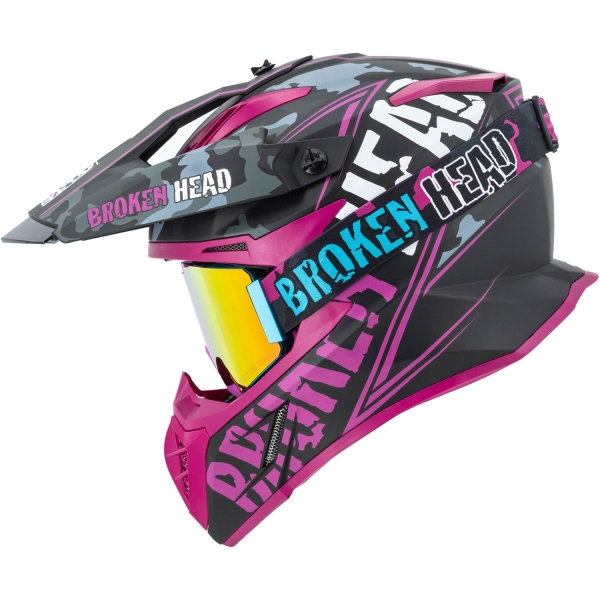 Broken Head Crosshelm Squadron Pink + MX-Brille Regulator Pink Broken Head Crosshelm Squadron Pink + MX-Brille Regulator Pink von Broken Head