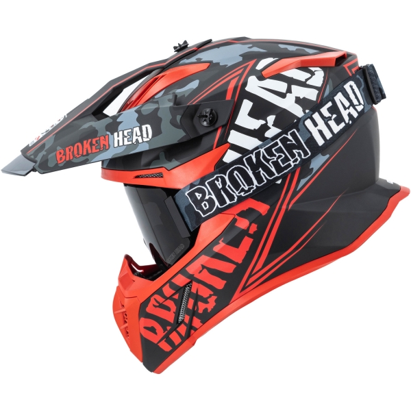 Broken Head Crosshelm Squadron Rot + MX-Brille Regulator Schwarz von Broken Head