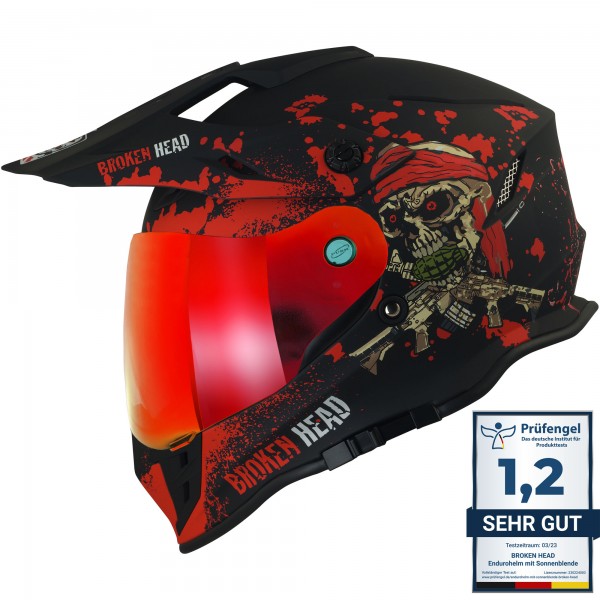 Broken Head Enduro Helm Jack S. VX2 Rot + Rot Verspiegeltes Visier Broken Head Enduro Helm Jack S. VX2 Rot + Rot Verspiegeltes Visier von Broken Head