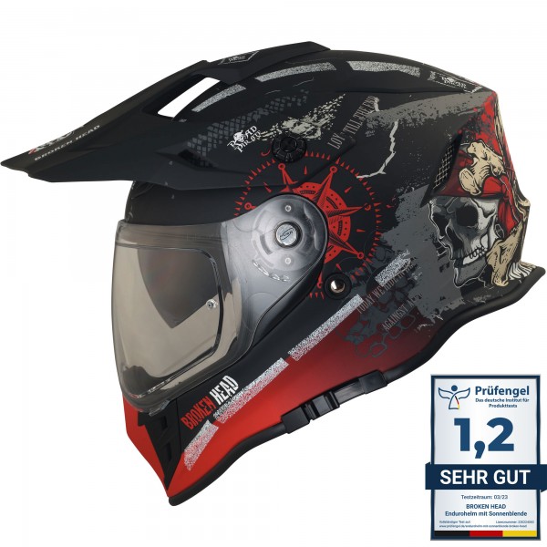 Broken Head Endurohelm Mit Sonnenblende Road Pirate VX2 Rot von Broken Head