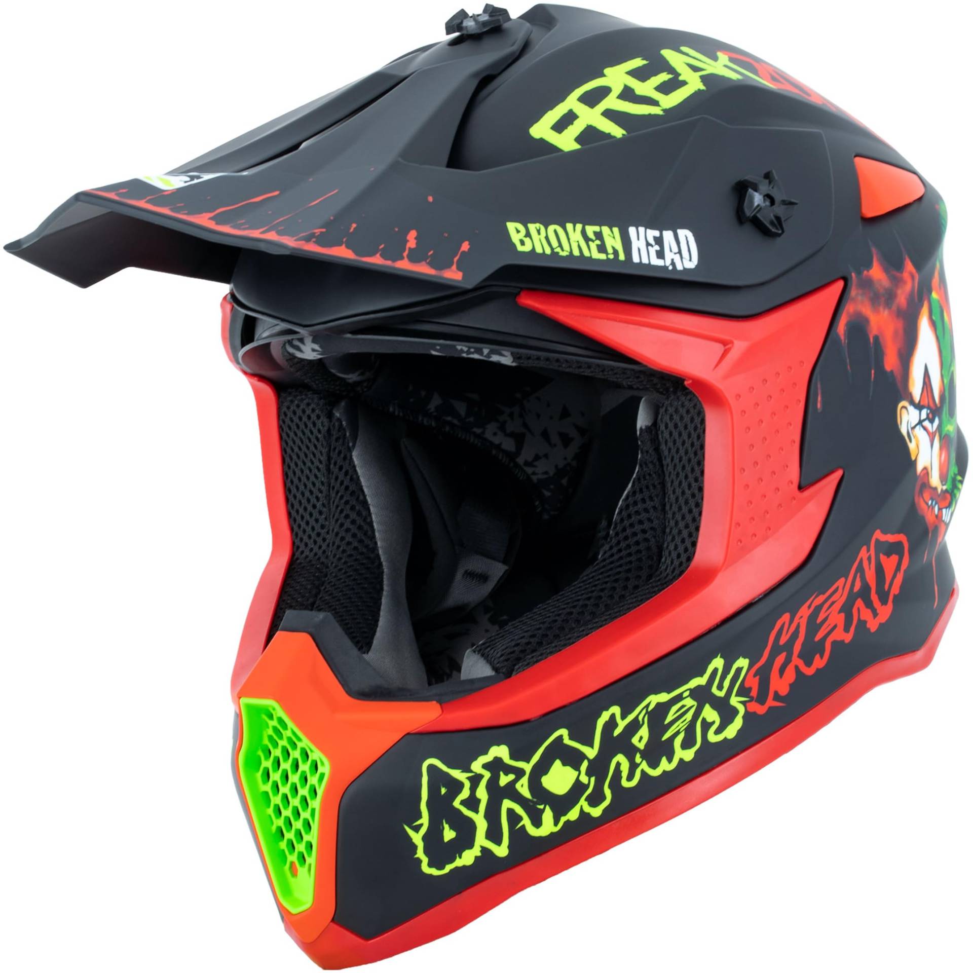 Broken Head FreakZone Motocross-Helm Cross-Helm – MX – Quad – Supermoto - Motorrad (Schwarz-Rot, S (55-56 cm)) von Broken Head