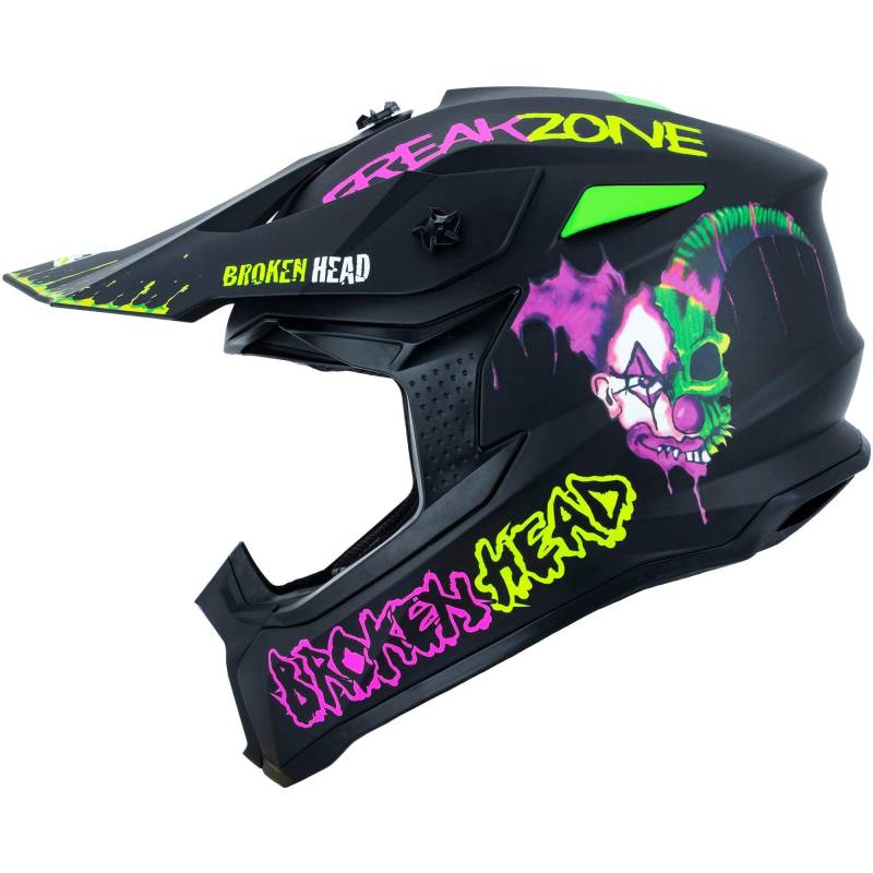 Broken Head FreakZone Motocross-Helm Schwarz-Grün-Pink matt – Cross-Helm – MX – Quad – Supermoto (XXL 62-63) von Broken Head